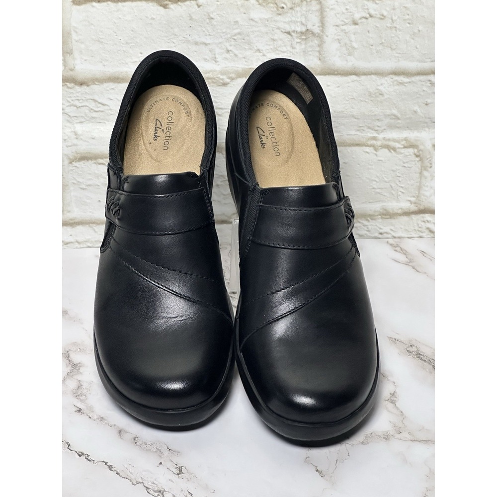 Clarks Angie‎ Pearl Slip-On Shoes Women's 11 M Black Leather Slip-On Comfort